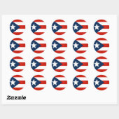 Puerto Ricaanse Vlag van Rode Gestreepte Harten Ronde Sticker (Vel)