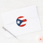 Puerto Ricaanse Vlag van Rode Gestreepte Harten Ronde Sticker (Envelop)