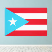 Puerto Ricaanse vlag Vergerd Canvas afdrukken (Insitu (Houten vloer))