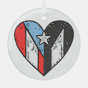 Puerto Ricaanse vlaggen Boricua Heart, Puerto Ri Glas Ornament