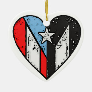 Puerto Ricaanse vlaggen Boricua Heart, Puerto Ri Keramisch Ornament
