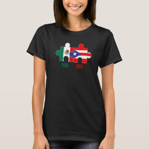 Puerto Rican and Mexican Heritage Flag Pride DNA H T-shirt