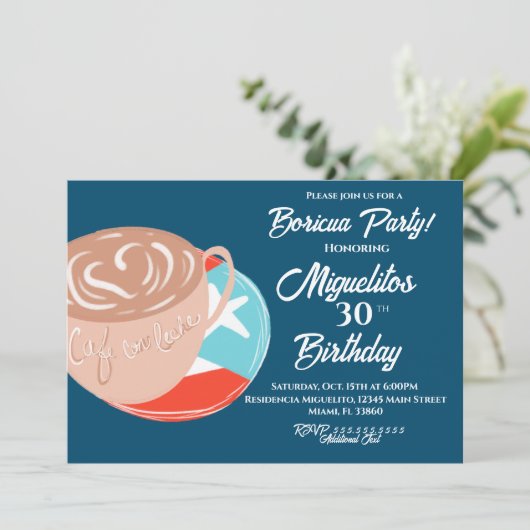 Puerto Rican Boricua Hispanic Latijnse Fiesta Coff Kaart (Staand voorkant)