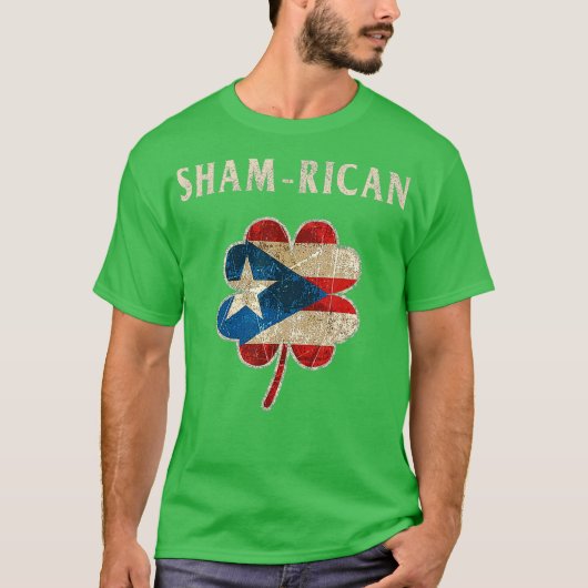 Puerto Rican Boricua Irish Shamrock Flag Day T-shirt (Voorkant)