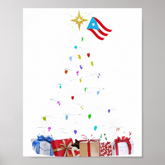 Puerto Rican Christmas Tree Lights Food Traditions Poster (Voorkant)