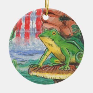 Puerto Rican Coqui Frog Water Herfst Handmatig gek Keramisch Ornament