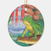 Puerto Rican Coqui Frog Water Herfst Handmatig gek Keramisch Ornament (Links)