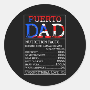 Puerto Rican Dad Nutrition Feit Funny Puerto Ronde Sticker