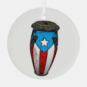 Puerto Rican Flag Conga Drum T-Shirt Glas Ornament (Achterkant)