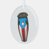 Puerto Rican Flag Conga Drum T-Shirt Glas Ornament (Voorkant links)