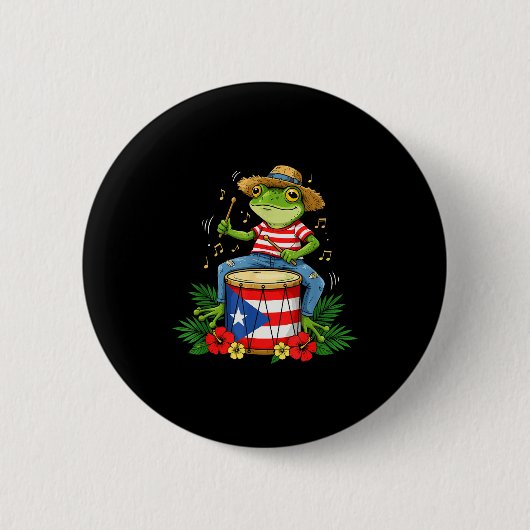 Puerto Rican Flag Coqui Frog Puerto Rico Hispanic  Ronde Button 5,7 Cm (Voorkant)