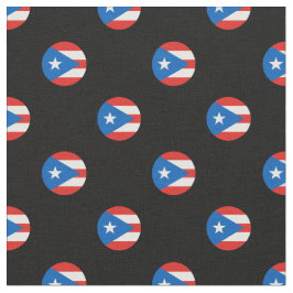Puerto Rican Flag Polka Dots Black Stof