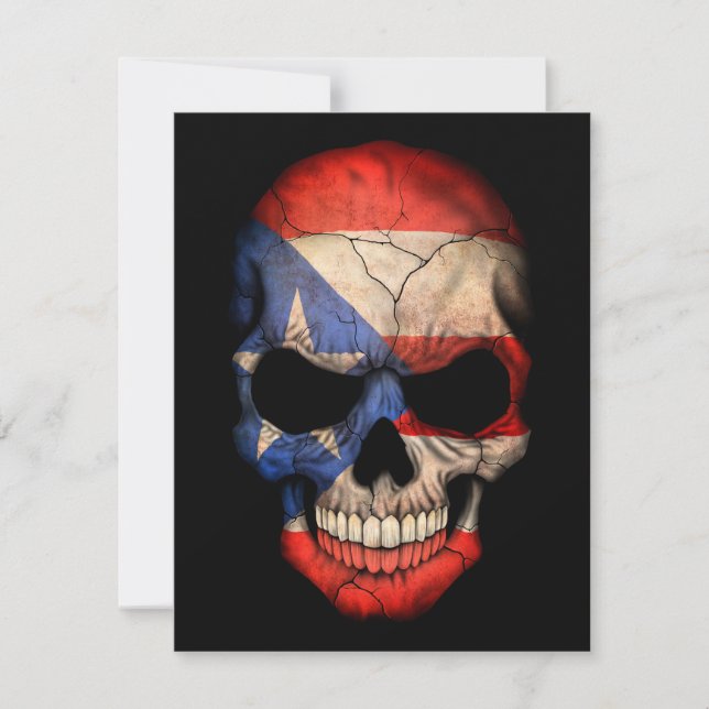 Puerto Rican Flag Skull op Black (Voorkant)