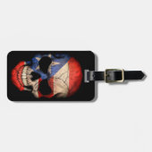 Puerto Rican Flag Skull op Black Bagagelabel (Voorkant horizontaal)
