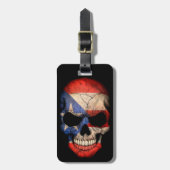 Puerto Rican Flag Skull op Black Bagagelabel (Voorkant verticaal)