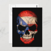 Puerto Rican Flag Skull op Black Briefkaart (Voorkant / Achterkant)
