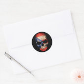 Puerto Rican Flag Skull op Black Ronde Sticker (Envelop)