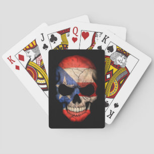 Puerto Rican Flag Skull op Black Speelkaarten