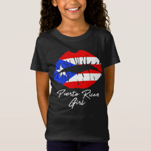 Puerto Rican Girl Lips Flag Boricua Caribbean Love T-shirt