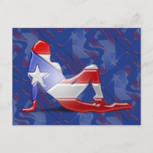 Puerto Rican Girl Silhouette Flag Briefkaart
