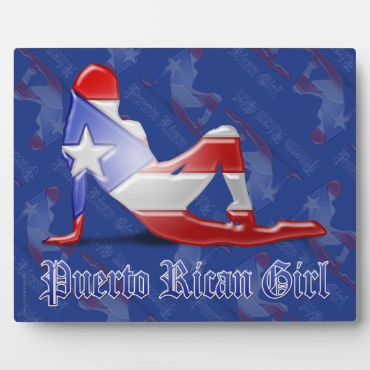 Puerto Rican Girl Silhouette Flag Fotoplaat (Voorkant)