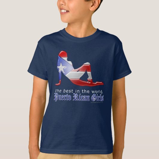 Puerto Rican Girl Silhouette Flag T-shirt (Voorkant)