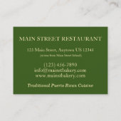 Puerto Rican Pasteles Savory Banana Leaf Cakes Visitekaartje (Achterkant)