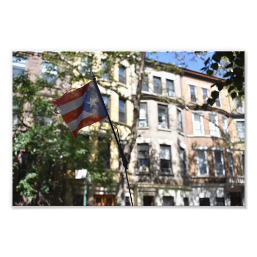 Puerto Rican Pride New York City Brownstone NYC Foto Afdruk (Voorkant)