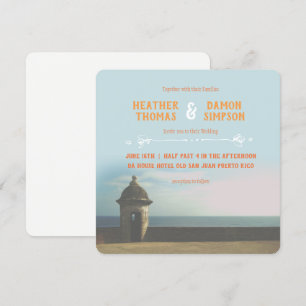 Puerto Rican Sunset Wedding Invitation Kaart
