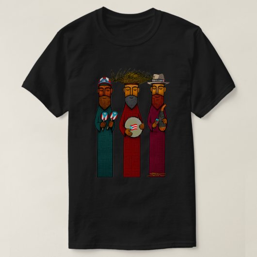 Puerto Rican Three Kings with Musical Parranda T-shirt (Design voorkant)