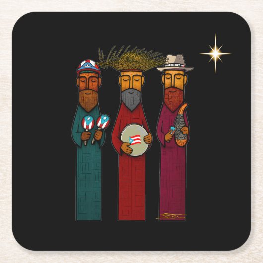 Puerto Rican Three Wise Men – Parranda Kartonnen Onderzetters (Voorkant)