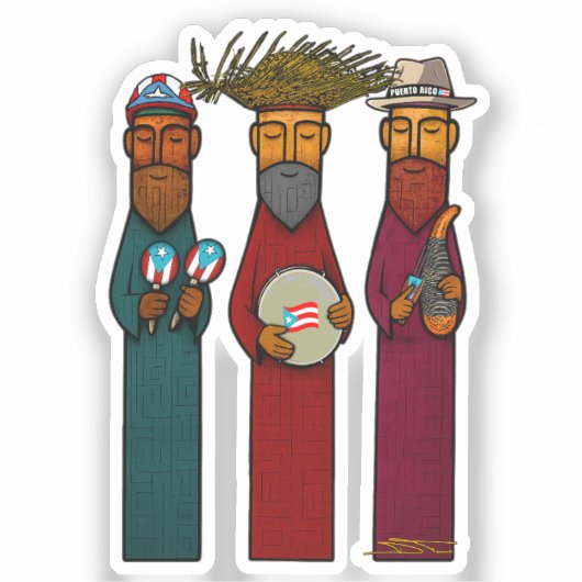 Puerto Rican Three Wise Men – Parranda Sticker (Voorkant)