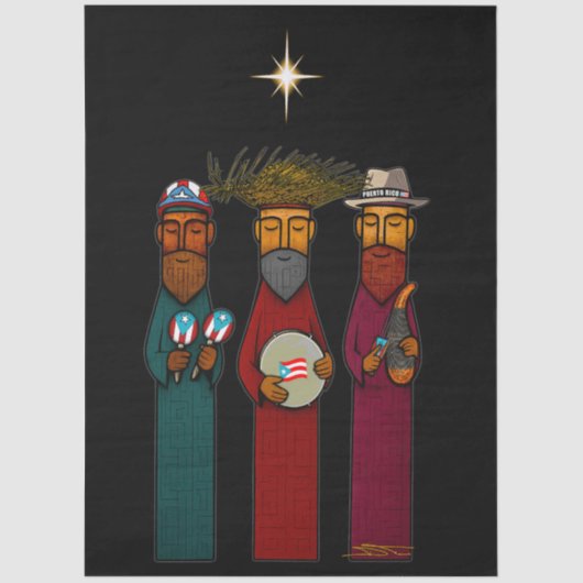 Puerto Rican Three Wise Men – Parranda Tissuepapier (Voorkant)