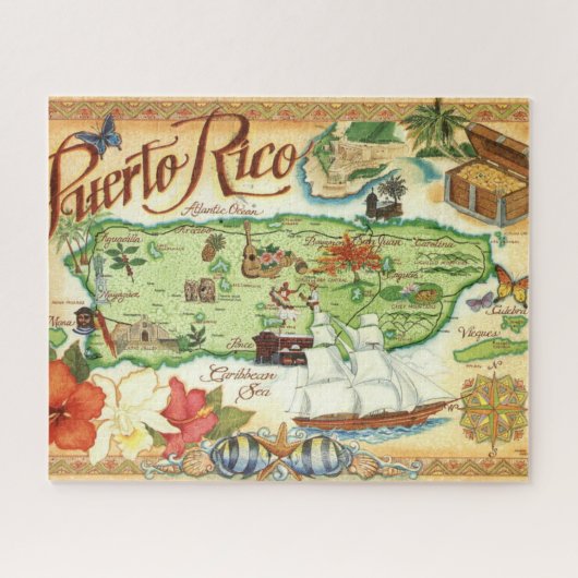 Puerto Rico 16x20 kaart puzzel (Horizontaal)