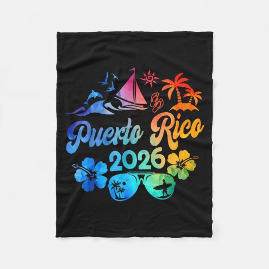 Puerto Rico 2026 Vacation Beach Tie Dye Trip Summe Fleece Deken (Voorkant)