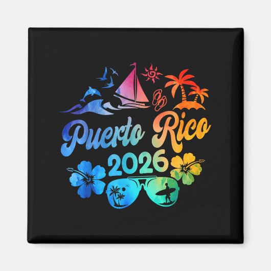 Puerto Rico 2026 Vacation Beach Tie Dye Trip Summe Magneet (Voorkant)