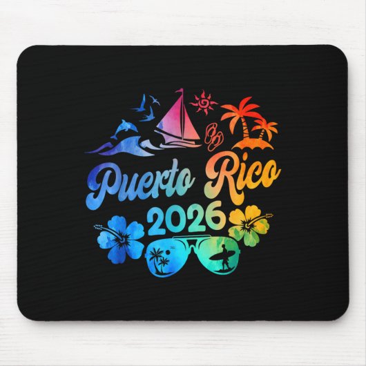 Puerto Rico 2026 Vacation Beach Tie Dye Trip Summe Muismat (Voorkant)