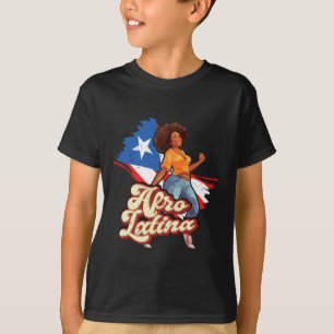 Puerto Rico Afro Latina Boricua Vrouw Vlag Dansen T-shirt