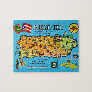 Puerto Rico Ansichtkaart Kaart Legpuzzel