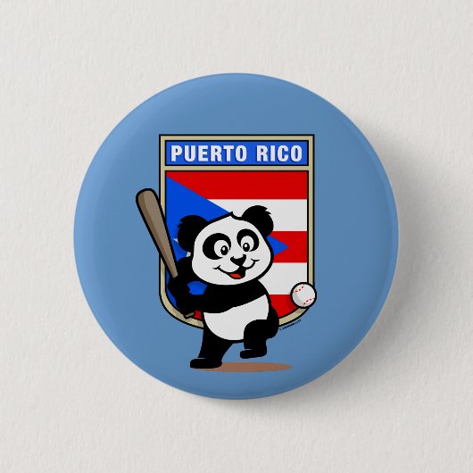 Puerto Rico Baseball Panda Ronde Button 5,7 Cm (Voorkant)
