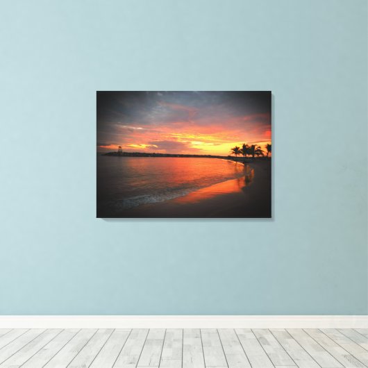 Puerto Rico Beach Sunset Canvas Afdruk (Insitu (Houten vloer))