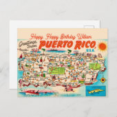  Puerto Rico Birthday Greeting Postcard Briefkaart (Voorkant / Achterkant)
