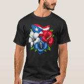 Puerto Rico bloemen vlag T-shirt (Voorkant)