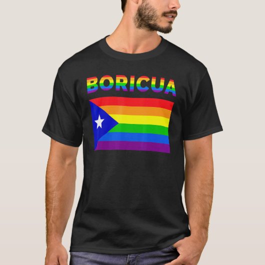 Puerto Rico Boricua Gay Pride LGBT Rainbow 1 T-shirt (Voorkant)
