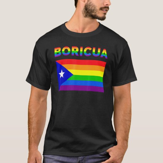 Puerto Rico Boricua Gay Pride Lgbt Rainbow T-shirt (Voorkant)