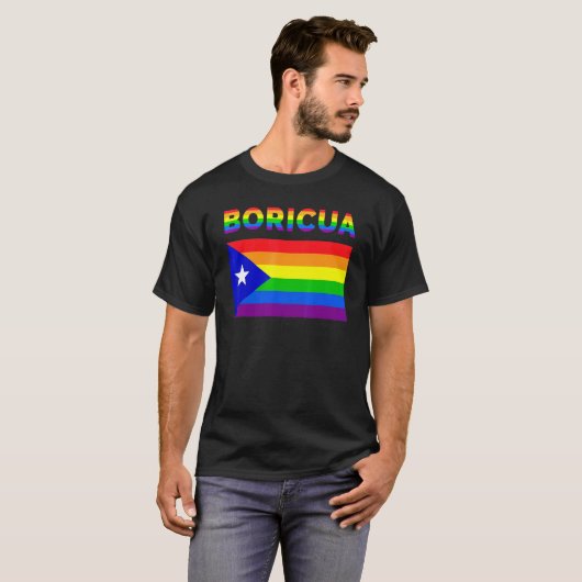 Puerto Rico Boricua Gay Pride Lgbt Rainbow T-shirt (Voorkant volledig)