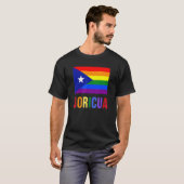 Puerto Rico Boricua Gay Pride LGBT Rainbow Wepa T-shirt (Voorkant volledig)