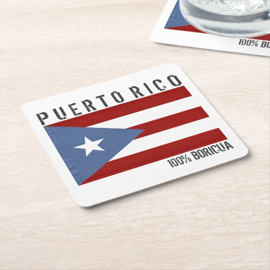 Puerto Rico Boricua Kartonnen Onderzetters (Schuin)
