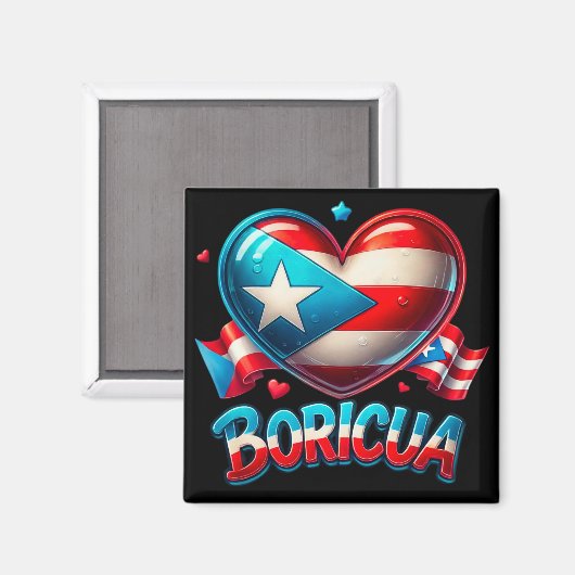Puerto Rico Boricua Liefde Hart Vlag Magneet (Voorkant / Achterkant)