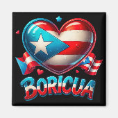 Puerto Rico Boricua Liefde Hart Vlag Magneet (Voorkant)